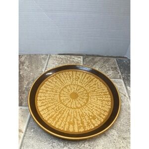 Crown Lynn Formia Swirl Plate Brown Yellow Mid Century Modern Dinner Dish